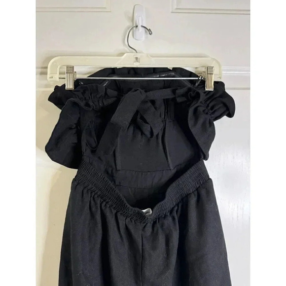 ASTR The Label Black Ruffle Tube Top Strapless Sexy Back Jumpsuit XS Party - Picture 6 of 12